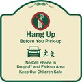 Signmission Designer Series-Hang-up Before You Pick-up Tan & Green Heavy-Gauge Aluminum, 18" x 18", TG-1818-9971 A-DES-TG-1818-9971